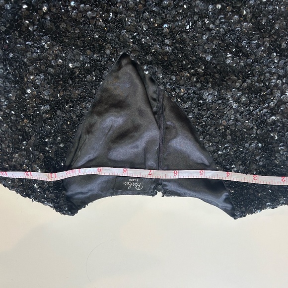 Parker Serena Black Sequined Silk V-Neck Mini Dress Size 6 - Picture 6 of 9